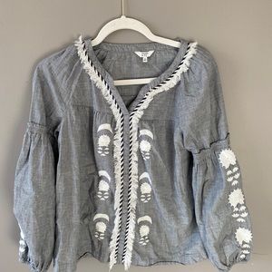 Blue embroidered long sleeve (Sz. XS)